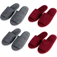 Teceyfeet 4 Paars Gästehausschuhe Set, Hausschuhe Herren Hotelslipper Winter warm Gästepantoffeln Damen Hochwertig Spa Slipper Waschbar Bequeme Frottierslipper Hausschuhe für Gäste - 43 EU