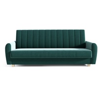 MOEBLO Schlafsofa BERN, Sofa Couch für Wohnzimmer Federkern Sofagarnitur Polstersofa Wohnlandschaft - 215x95x88 cm, mit Bettkasten und Schlaffunktion grün