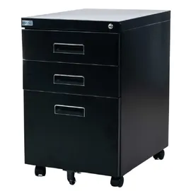 Jet-Line Rollcontainer mit 3 Schubladen Hängeregistratur abschliessbar schwarz Rollschrank