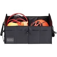 Black & Decker BLACK+DECKER Trunk Storage Box - DECKER Auto-Organizer, 59x36x30 CM - 2 Fächer - zusätzliche Seitenfächer - mit Griffen - Schwarz