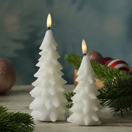 MARELIDA LED Kerze Tannenbaum 19 cm weiß