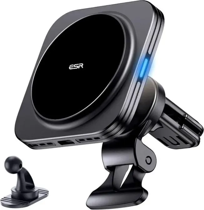 ESR Halolock Magnetischer QI2 Autotelefonhalter mit MagSafe 15W Induktivlader für Lüftungsschlitze - Schwarz
