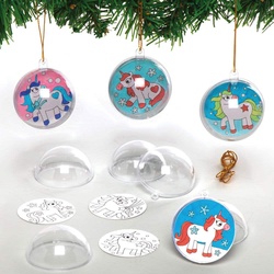 Festliche Kugeln "Einhorn" zum Ausmalen  (pro Set 8) Bastelaktivitäten zu Weihnachten