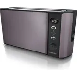 Arendo Toaster, 1 langer Schlitz, für 2 Scheiben, 1000 W, Langschlitz, Brötchenaufsatz, Wärmeisolierendes Gehäuse, Display, Vulkangrau - Grau/Silber