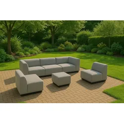 OUTFLEXX Buddha Gartenlounge für 5-6 Personen, silber/anthrazit, Alu/Polyester, witterungs- & UV-beständig