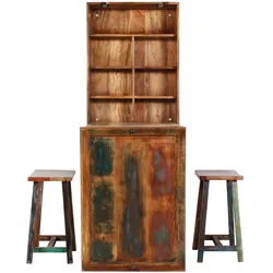 SIT Möbel Klapptisch mit 2 Hockern | Altholz lackiert bunt | zusammenklappbar | B 60 x T 25 x H 80 cm | 09130-98 | Serie RIVERBOAT