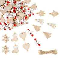 lafo 71 Stück Weihnachten Holzklammern, Mini Dekoklammern für Fotos und Adventskalender, Kleine Holz Wäscheklammern für Weihnachtsdekoration