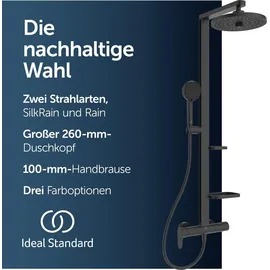 Ideal Standard Alu+ Duschsystem mit Brausearmatur, FirmaFlow-Kartusche, 2 Ablagen, Silk Black