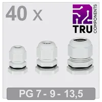 TRU Components TC-13448364 Kabelverschraubung PG7, PG9, PG13 Polyamid Grau
