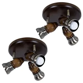 GLOBO Deckenleuchte Holz Rustikal 3 E14 rund, braun