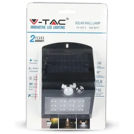 V-Tac Solar-LED Wandleuchte VT 767-2 (8277) mit Sensor, 1,5W, schwarz