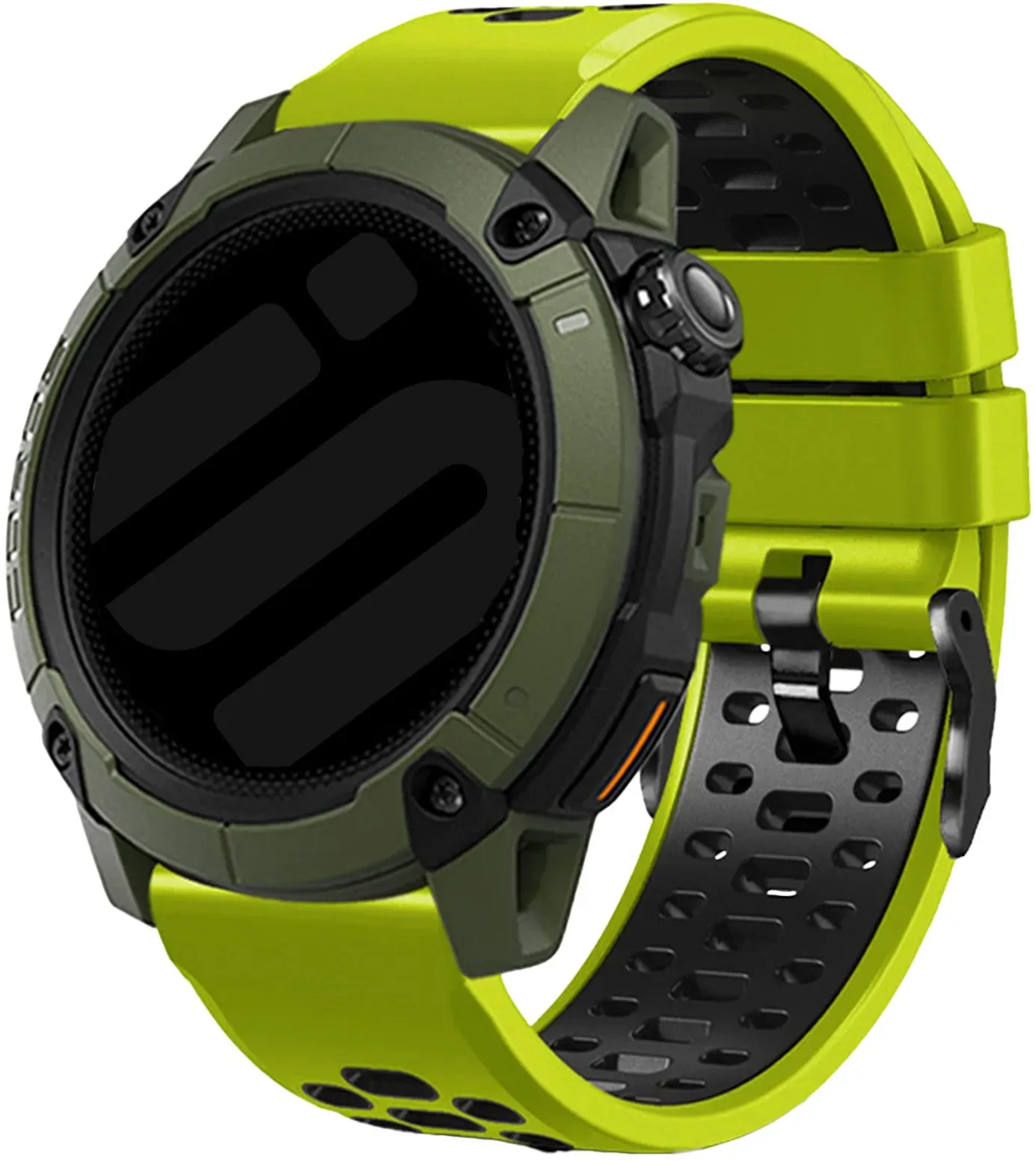 Strap-it Mobvoi TicWatch Pro 5 Enduro Armband Silikon 'Sport' für Mobvoi TicWatch Pro 5 Enduro - Limette/Schwarz - Schnallenverschluss