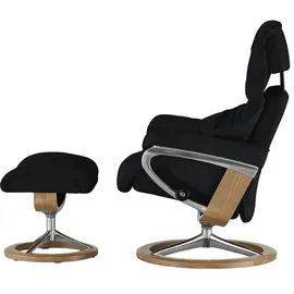 Stressless Relaxsessel Reno Leder 92 x 110 x 80 cm Schwarz mit Hocker