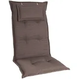 Homeoutfit24 Gartenstuhlauflagen Hochlehner – 2er Set – Komfort-Polster 6,5 cm – Kopfstütze integriert – Oeko-TEX Zertifiziert – pflegeleicht – Taupe – Made in EU