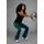 fayn sports FAYN SPORTS, Damen, Gr. 24, K + L Gr, blau (schwarz petrol), Jersey, Obermaterial: 90% Baumwolle, 10% Elasthan, unifarben mit Farbeinsatz, bootcut fit lang, Hosen Leggings, Logo als Reflektorprint