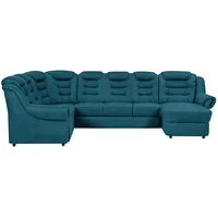 Livetastic Wohnlandschaft, Blau, Textil, 7-Sitzer, Ottomane links, U-Form, 333x216 cm, Made in EU, seitenverkehrt erhältlich, Hocker Rücken echt, Armteil links, rechts, Wohnzimmer, Sofas & Couches, Wohnlandschaften, Wohnlandschaften in U-Form