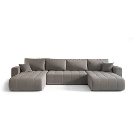 cornero Ecksofa U-Form mit Schlaffunktion 5-Sitzer Hellgrau