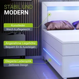 Juskys Boxspringbett Norfolk Weiß 200 x 200 cm