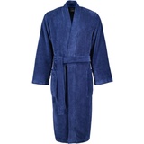 CAWÖ Herrenbademantel Herren Bademantel Kimonoform, Baumwollmischung, Kimono-Kragen, Gürtel, Velours, Qualität blau