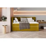 99rooms Phönix Mini Plus Boxspringbett 90x200 cm Webstoff MALMO_NEW Gelb Seitenteil links