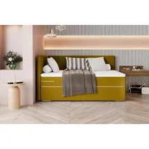 99rooms Phönix Mini Plus Boxspringbett 90x200 cm Webstoff MALMO_NEW Gelb Seitenteil links