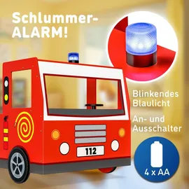 CASARIA Kinderbett Feuerwehrbett 90 x 200 cm MDF lackiert rot