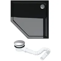 Doporro Duschtasse Duschwanne 90x90x4 flach aus Acryl in Schwarz