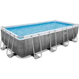 BESTWAY Power Steel Frame Pool Set 549 x 274 x 122 cm inkl. Filterpumpe grau Rattanoptik