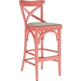 2er-Set Maudez | Bugholz Barhocker | Holz / Samt | Rosa / Taupe | Bugholz