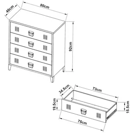 [en.casa] Kommode + Sideboard, Hämeenlinna 80x40x92 cm