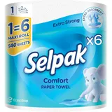 Selpak Comfort Maxi 100% reine Zellulose Küchenrolle 2-lagig, 3240 Blatt für Lebensmittelkontakt geeignet, Küchenhandtücher, Kitchen Paper Towels, Handtuchrollen 6er Pack