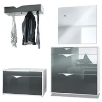 Vladon Garderobe, Grau, Holzwerkstoff, 190x185x33 cm, Garderobe, Garderoben-Sets &