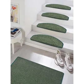 HANSE HOME Exclusiv Stufenmatte »Liberty«, halbrund, 7 mm Höhe, Uni, robust, kräftige Farben, Meliert, Treppe, Gekettelt, 15 er Set grün