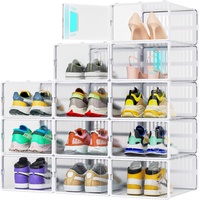 JONYJ Schuh-Organizer, transparenter Kunststoff, stapelbare Schuhaufbewahrung, multifunktionale Schuhbox, universelle Schuhaufbewahrungsboxen für Männer und Frauen, 12 Stück