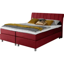 Boxspringbett ALINA "Elsa fix", rot (purpurrot gba 7), B:181cm L:220cm, Struktur GBA (100% Polyester), Komplettbetten, Boxspringbett, inklusive Matratze und Topper, in verschiedenen Größen und Härtegraden