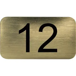 Nummernschild selbstklebend, 35 x 20 mm, Type 12, Kunststoff gold metallic