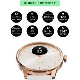 Withings ScanWatch Light 37 mm sand, Sport Fluorelastomer-Armband weiß/rosegold
