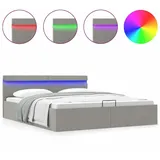 vidaXL Bett mit Bettkasten Hydraulisch LED Hellgrau Stoff 160x200 cm