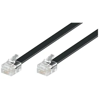 goobay Telefonkabel 6m, flaches Modularkabel mit RJ12 schwarz 6 m -