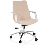 HJH Office Bürostuhl SARANTO II Stoff Beige moderner Sessel im Retro-Look mit Armlehnen