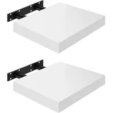 Woltu 2er-Set Wandregal Wandboard freischwebend Schweberegal Holz Board weiß 25x22.9x3.8cm - Woltu