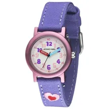 Jacques Farel Hayfield Herz Öko Kinder-Armbanduhr 9999 Analog Quarz Stoffband Lila/Pink