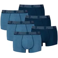 Puma Herren Boxershorts, 6er Pack - Everyday Trunks 6P, Cotton Stretch, einfarbig Blau Denim XL