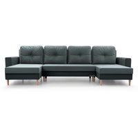 MOEBLO Wohnlandschaft CARL U, Ecksofa U-Form mit Schlaffunktion Eckcouch mit Bettkasten Sofa Couch Polsterecke U-Sofa - 300x142x90 cm, mit Relaxfunktion grau