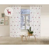 OTTO home Gardine OTTO HOME "Elch" Gr. 1, rot, B:140cm H:145cm, Voile, Polyester, Gardinen, Gardine, 1 Schal, Mit Rentieren, Sternen und Schneeflocken bestickt