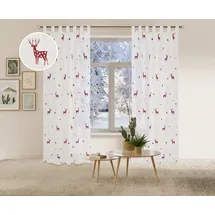 OTTO home Gardine OTTO HOME "Elch" Gr. 1, rot, B:140cm H:145cm, Voile, Polyester, Gardinen, Gardine, 1 Schal, Mit Rentieren, Sternen und Schneeflocken bestickt