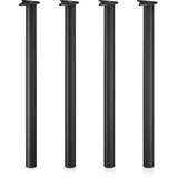 Wiltec Edelstahl Tischbein Set, schwarz, 4 Möbelfüße Ø 60 mm und mit Verstellbarer Länge 870-900 mm, bis 200 kg Tragkraft