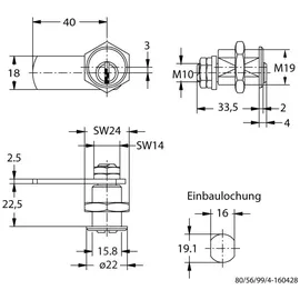 ede - junie Zylinder-Hebelschloss Nr. 2987 vernickelt