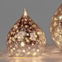 Formano LED Deko Tropfen STERNE rose H. 16cm mit Craquele-Optik aus Glas Formano W25
