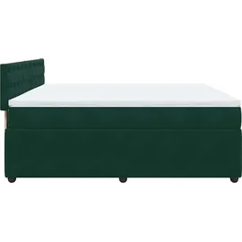 vidaXL Boxspringbett mit Matratze Dunkelgrün 180x200 cm Samt